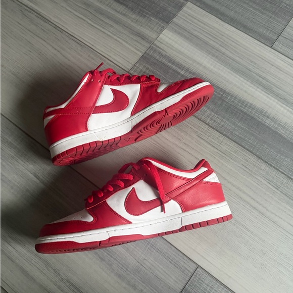 Nike Dunk Low Style Red & White Sneakers St John - Picture 2 of 8